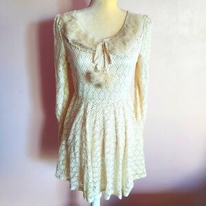 Liz Lisa coquette Harajuku Japanese kawaii fur collar lace dress small